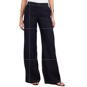 NEW MADEWELL Women’s The Zoe Relaxed Wide Pant in 100% Linen Jet Black Size 8